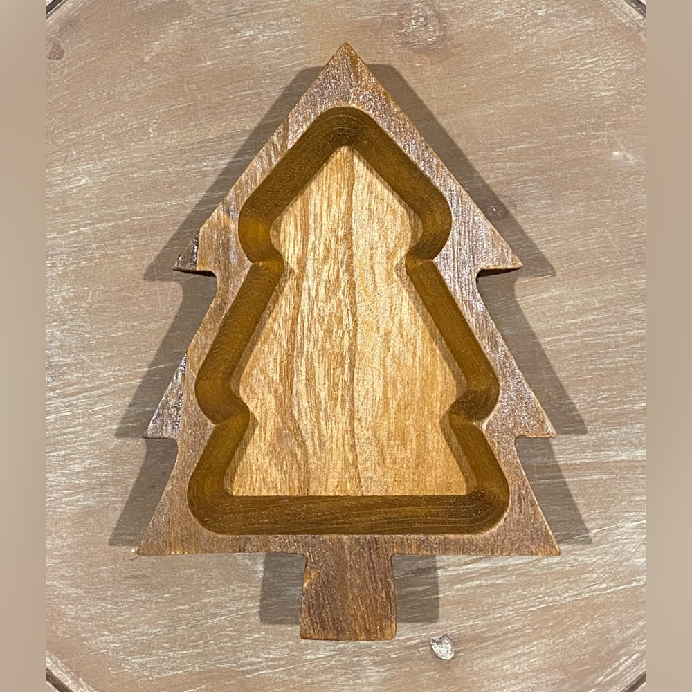 Wooden Christmas Tree or Crosd Dough Bowl
